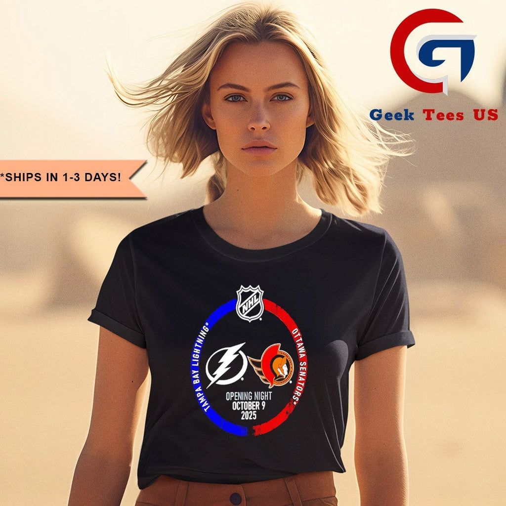 Tampa Bay Lightning vs Ottawa Senators hockey 2025 NHL Opening Night shirt