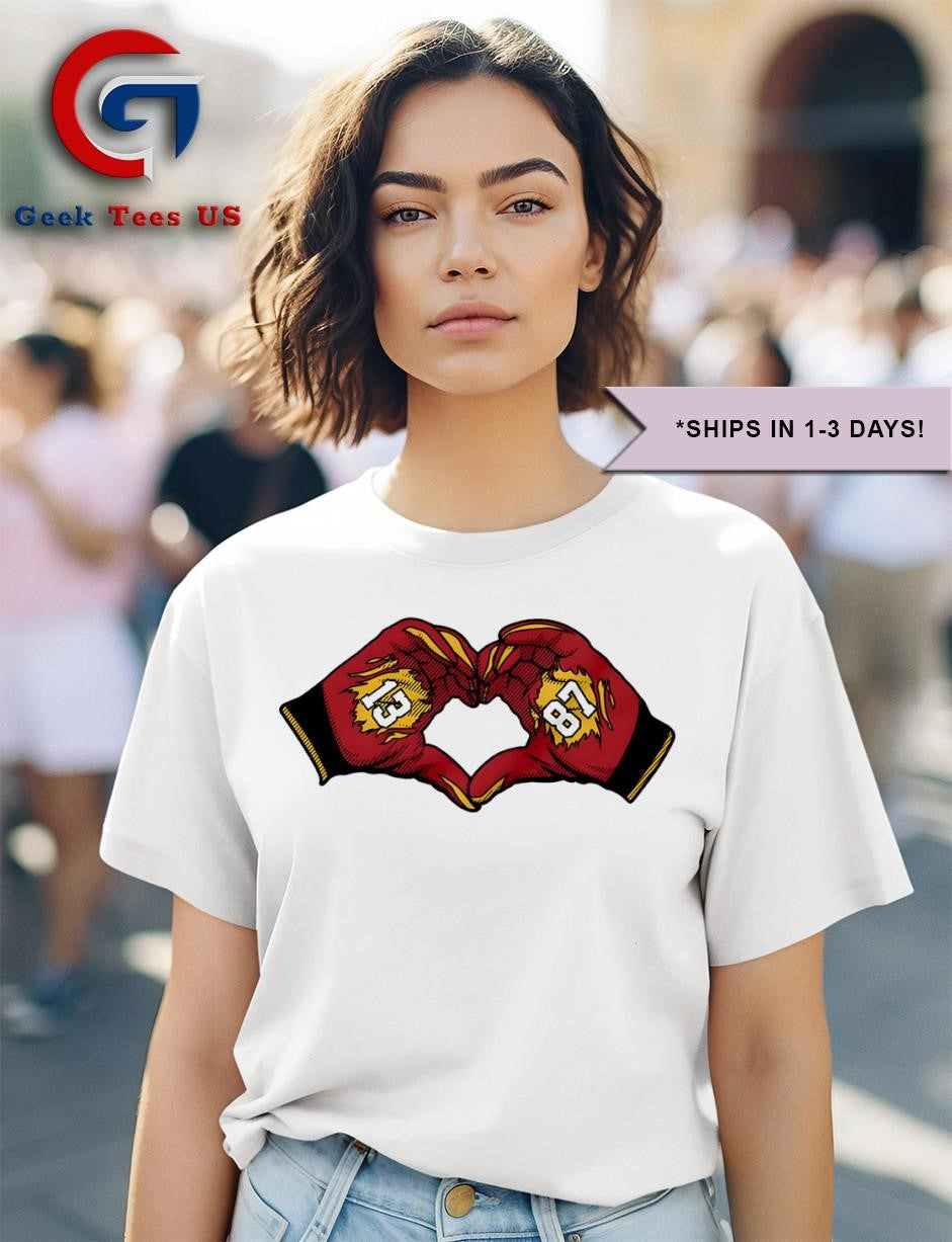 Taylor 13 love hands 87 Travis Kelce Engaged shirt