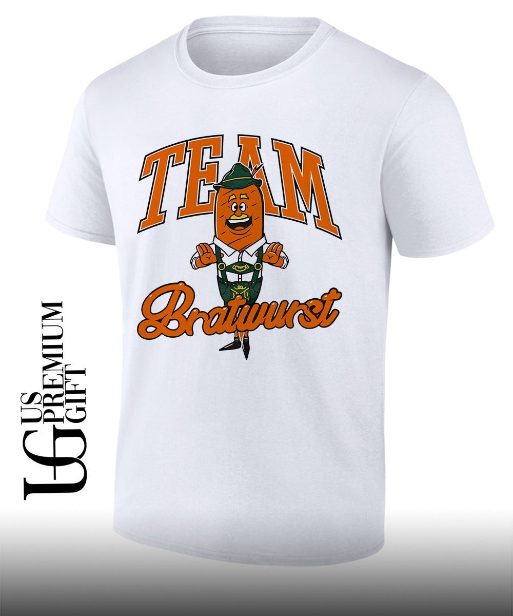 Team Bratwurst Burnt Orange mascot shirt