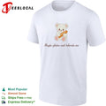 Teddy bear holding baguette maybe gluten can’t tolerate me cursive quote shirt
