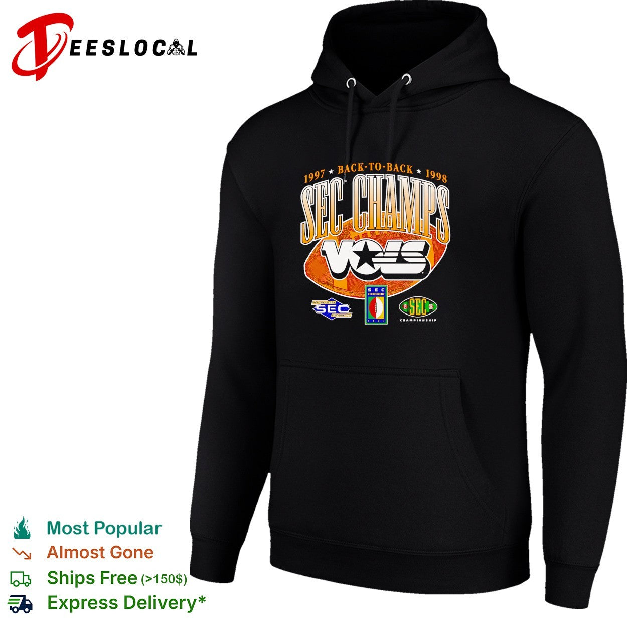 Tennessee Volunteers Vols SEC champs back to back 1997 1998 football shirt