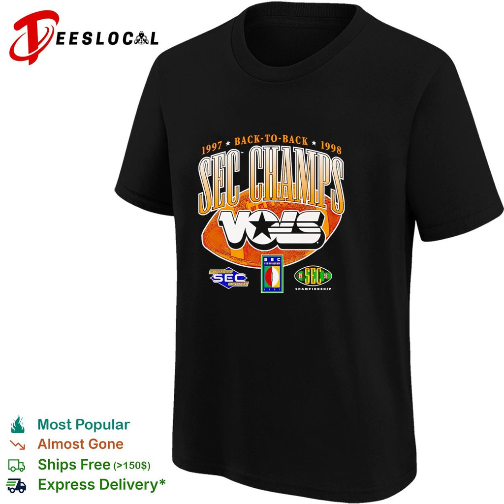Tennessee Volunteers Vols SEC champs back to back 1997 1998 football shirt