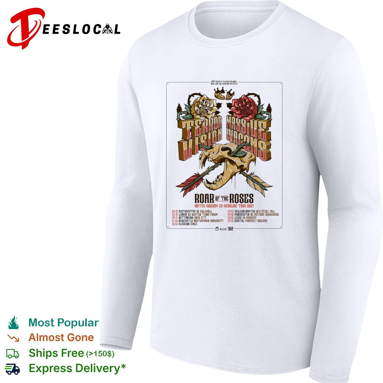 Terrorvision Massive Wagons Roar of the Roses United Kingdom Tour 2027 Concert shirt