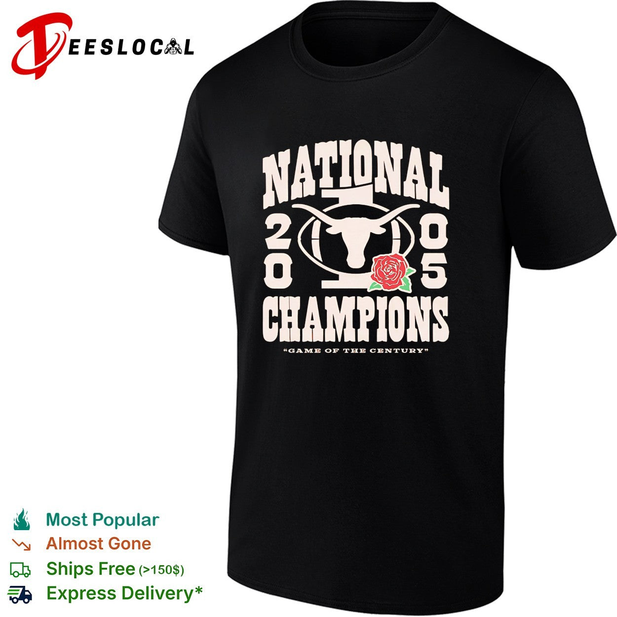 Texas Longhorns 2005 national champions game of the century rose shirt