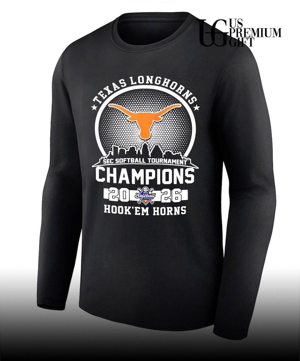Texas Longhorns 2026 SEC Softball Tournament Champions City Skyline logo shirt
