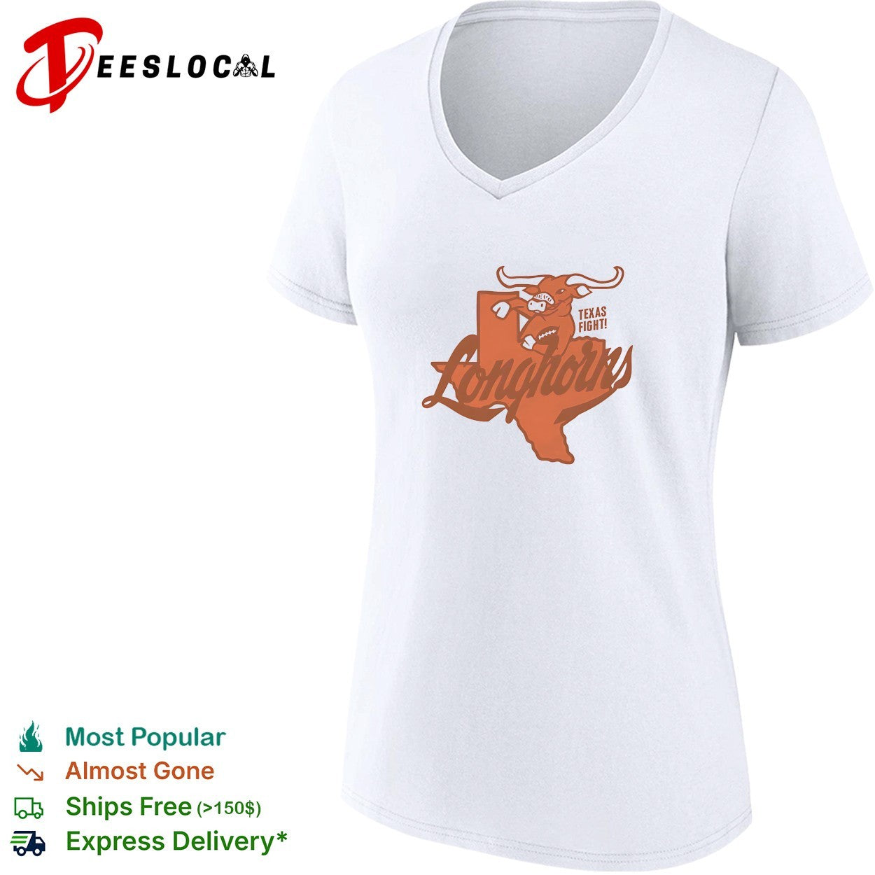 Texas Longhorns Texas fight bull head Texas state shape football shirt