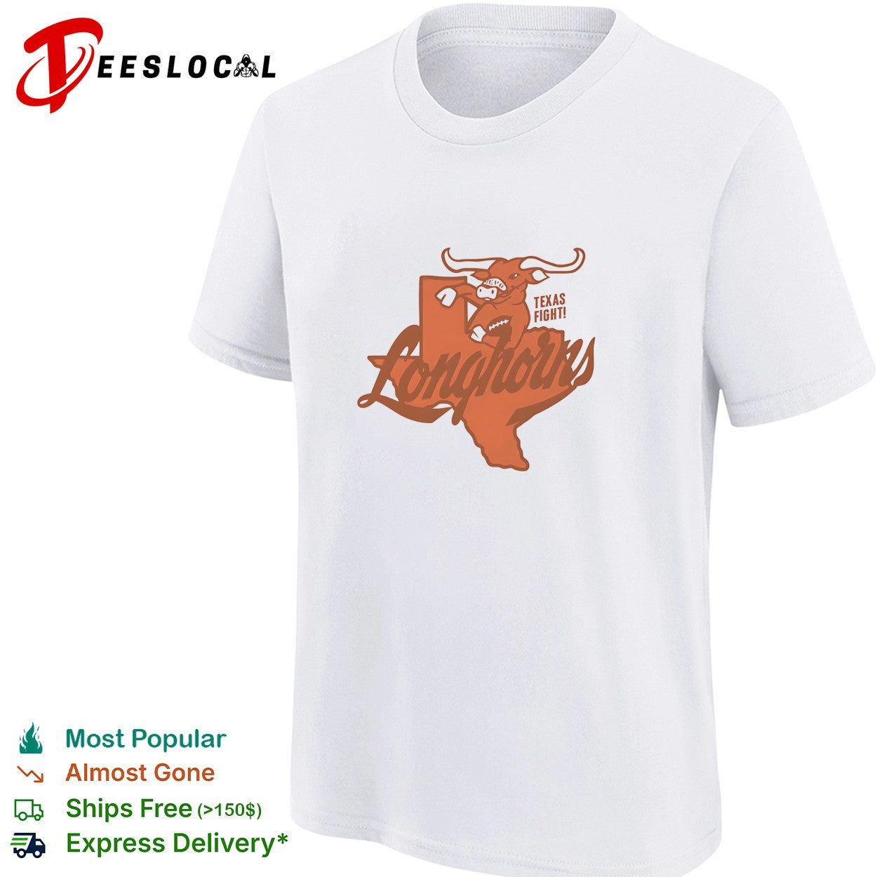 Texas Longhorns Texas fight bull head Texas state shape football shirt