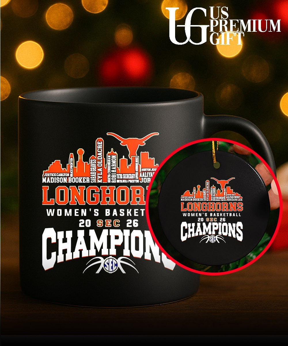 Texas Longhorns Women’s Basketball Champions 2026 player name city skyline shirt
