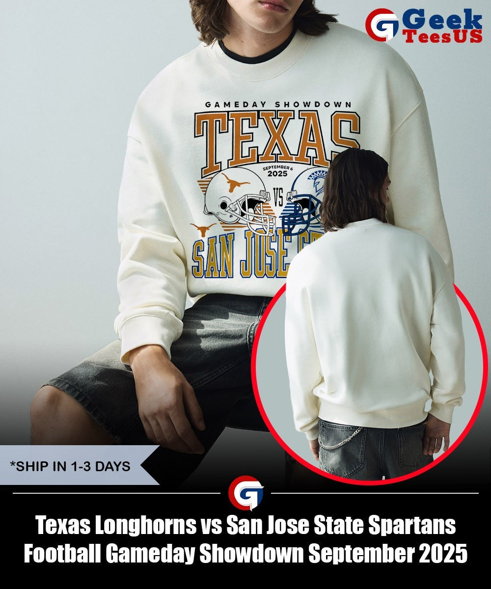 Texas Longhorns vs San Jose State Spartans Football Gameday Showdown September 2025 helmet shirt
