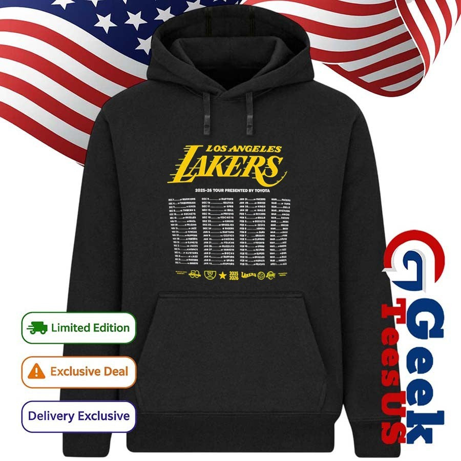 The 2025-26 Los Angeles Lakers Season Tour T-shirt