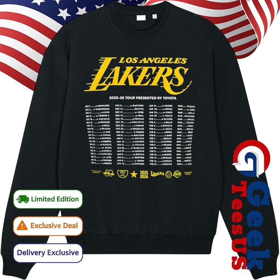 The 2025-26 Los Angeles Lakers Season Tour shirt