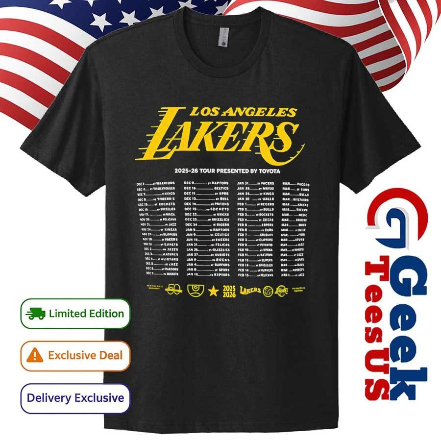 The 2025-26 Los Angeles Lakers Season Tour T-shirt