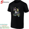 The Cure exclusive Berlin tour poster figures sitting beneath crescent moon shirt