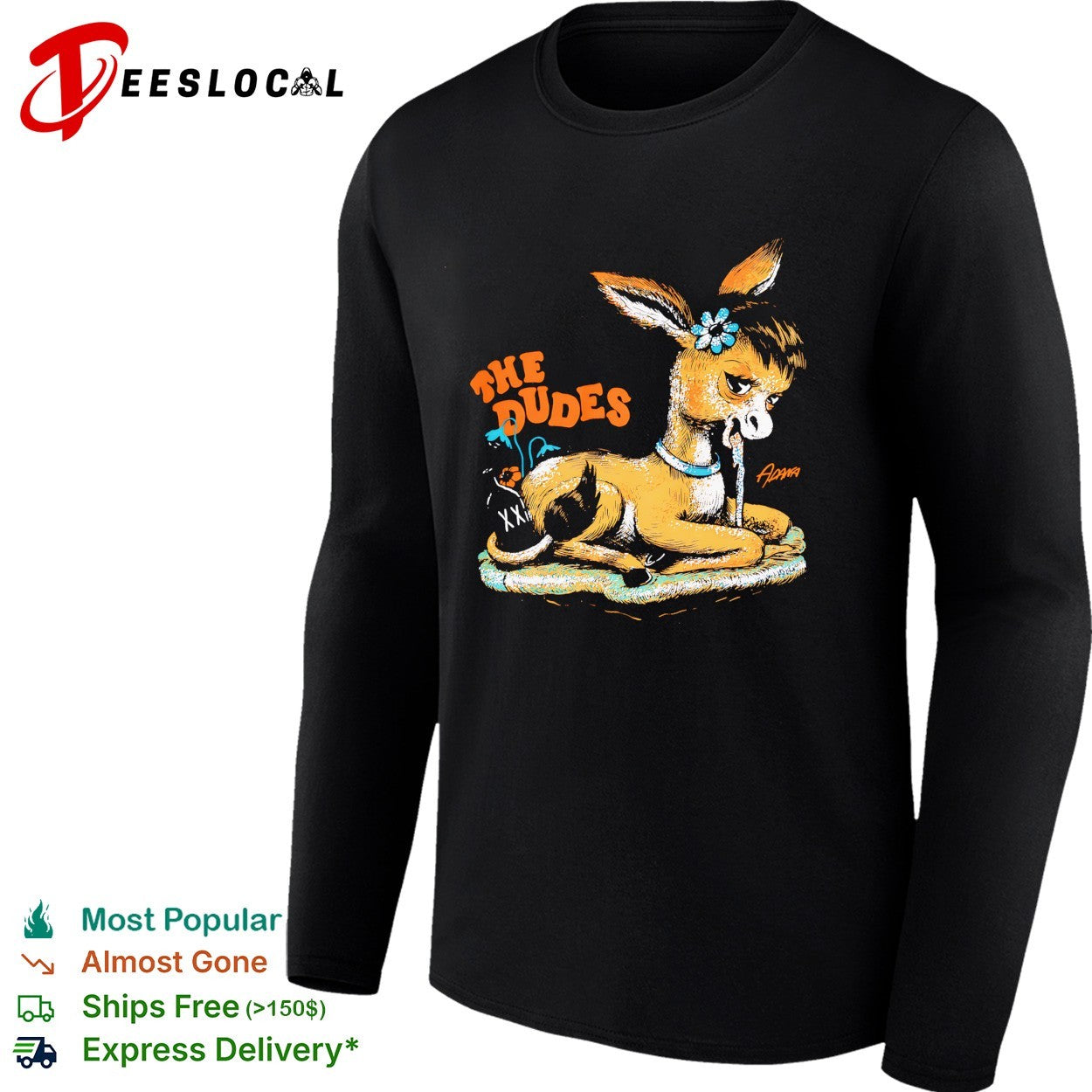 The Dudes donkey mascot shirt