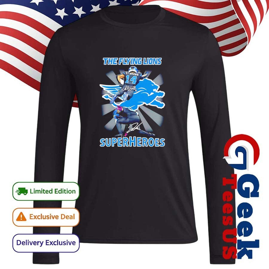 The Flying Lions Super Heroes Detroit Lions signature shirt