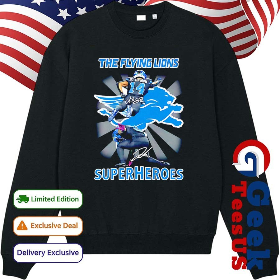 The Flying Lions Super Heroes Detroit Lions signature shirt
