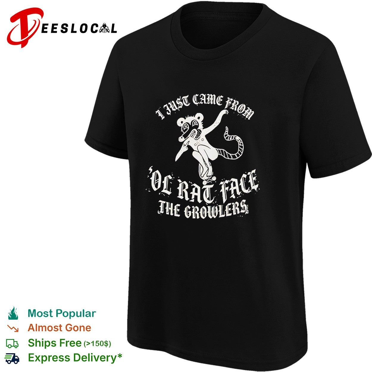 The Growlers ol rat face raccoon skateboard shirt