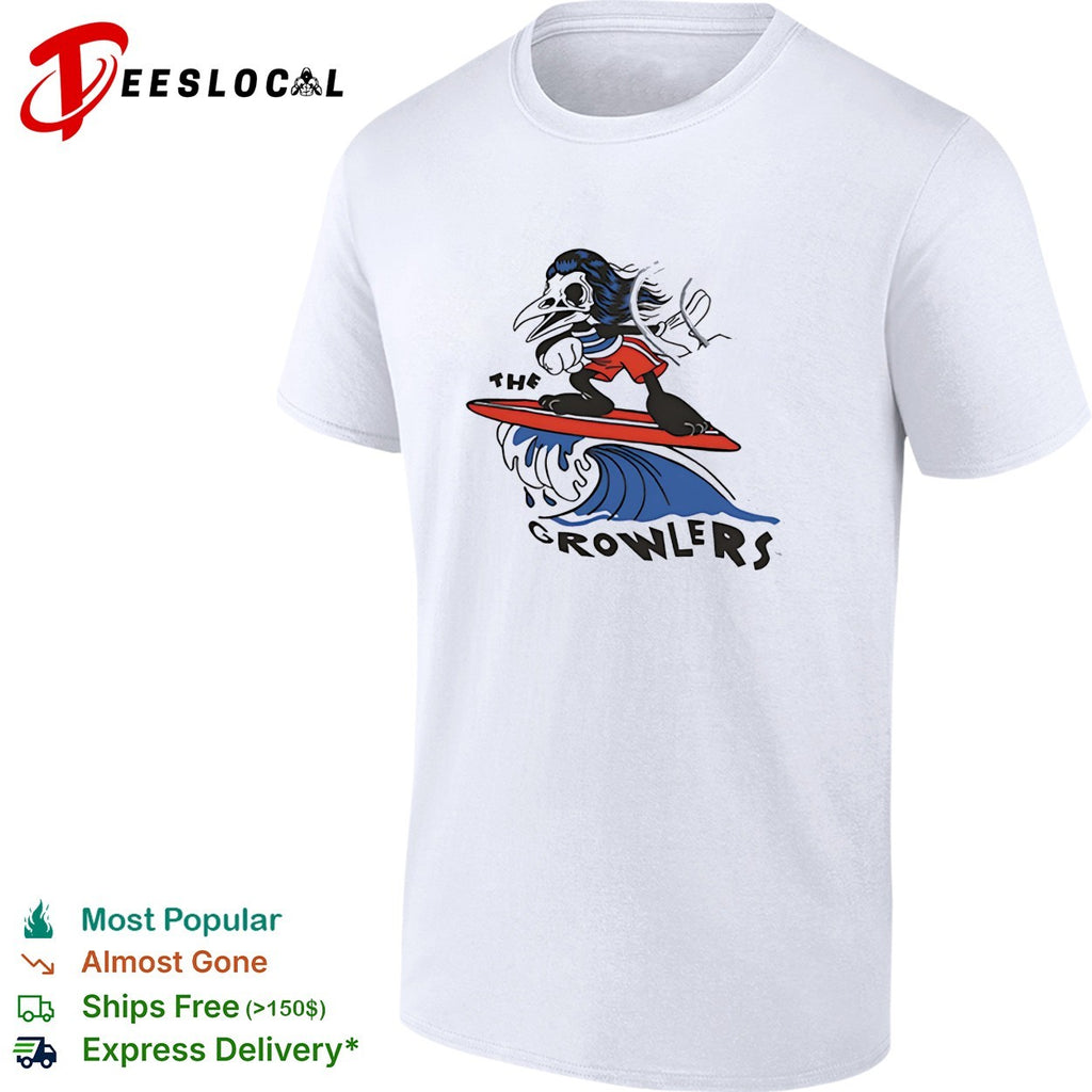The Growlers surfing bird skeleton mascot shirt