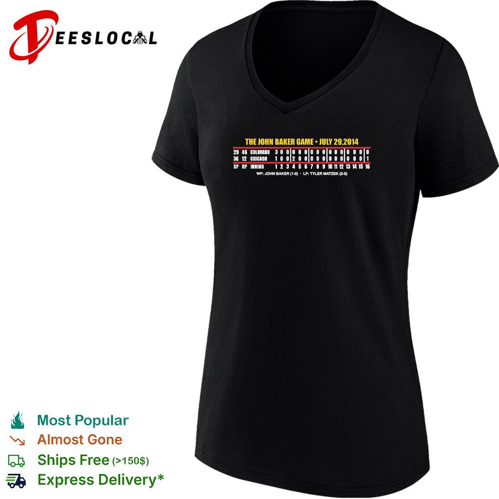 The John Baker Game July 29 2014 Colorado vs Chicago baseball box score shirt