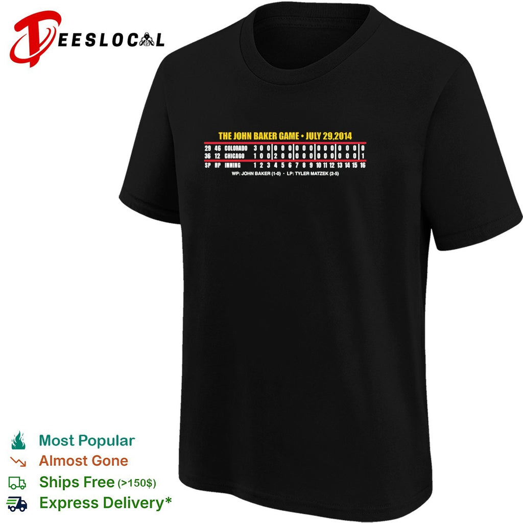 The John Baker Game July 29 2014 Colorado vs Chicago baseball box score shirt
