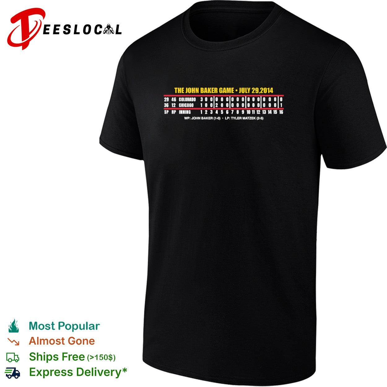The John Baker Game July 29 2014 Colorado vs Chicago baseball box score shirt