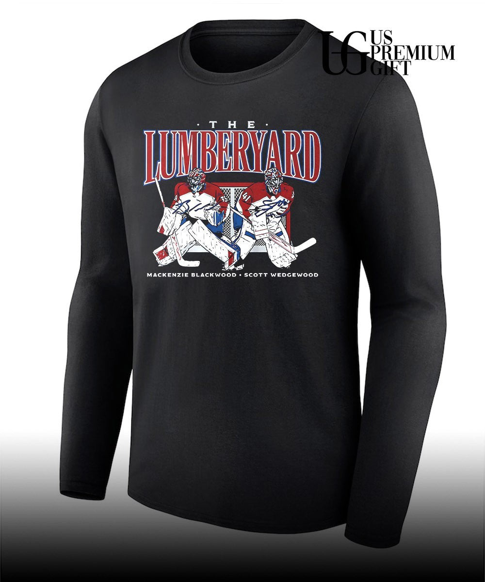 The Lumberyard Scott Wedgewood and Mackenzie Blackwood Colorado Avalanche hockey signature shirt