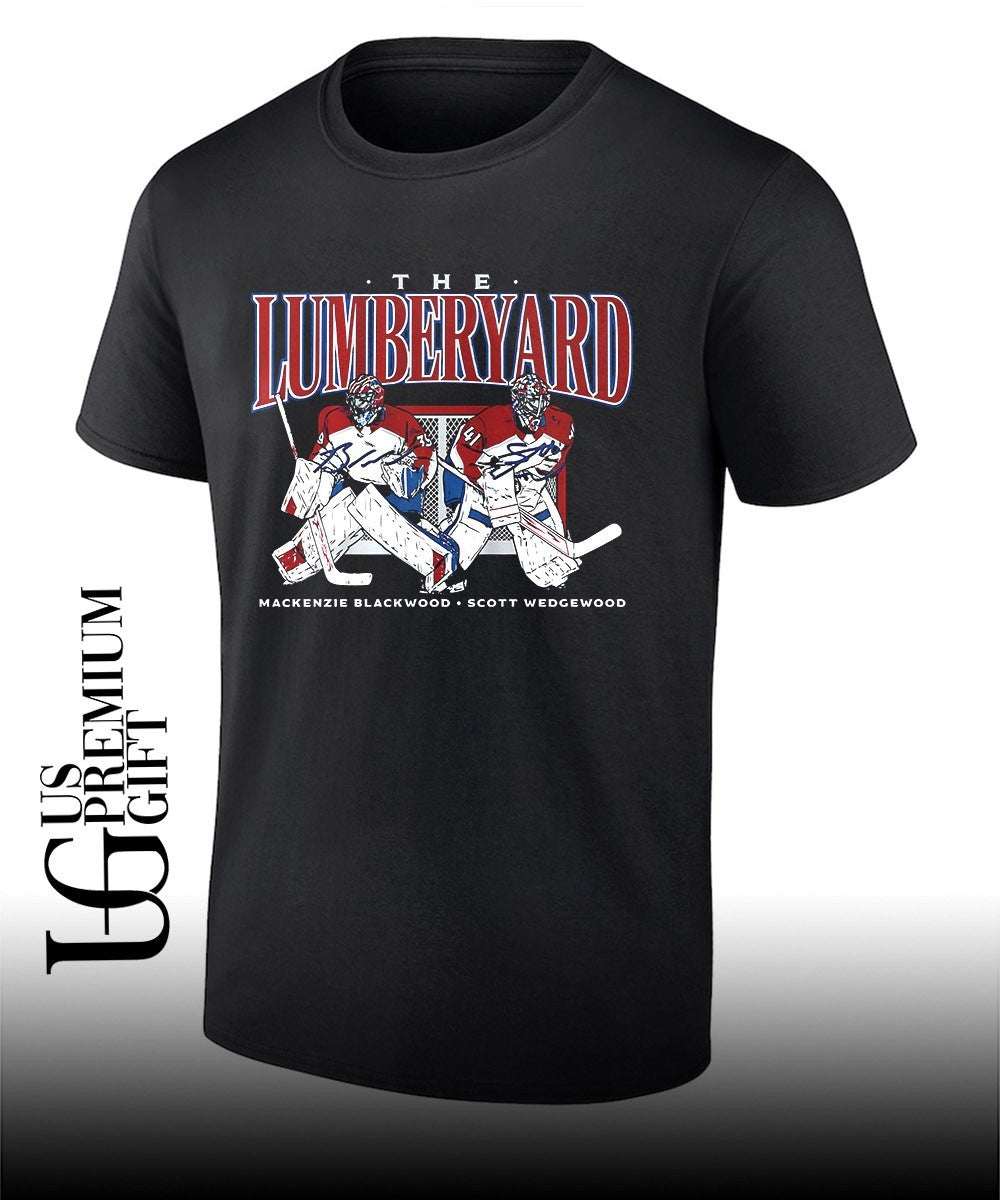 The Lumberyard Scott Wedgewood and Mackenzie Blackwood Colorado Avalanche hockey signature shirt