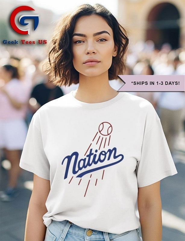 The Nation Los Angeles Dodgers logo parody shirt
