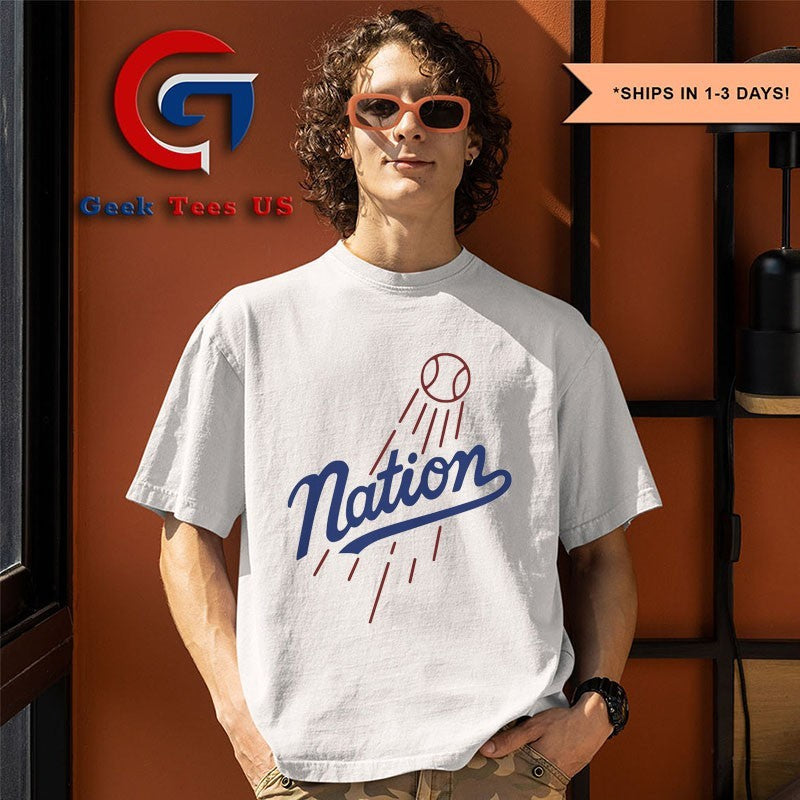 The Nation Los Angeles Dodgers logo parody shirt