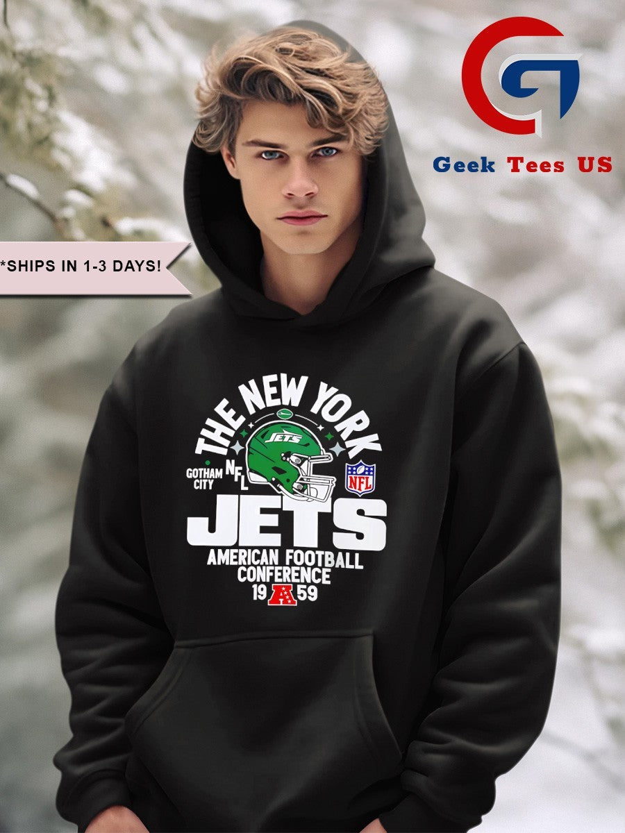 The New York Jets Gotham City American Football Conference 1959 helmet shirt