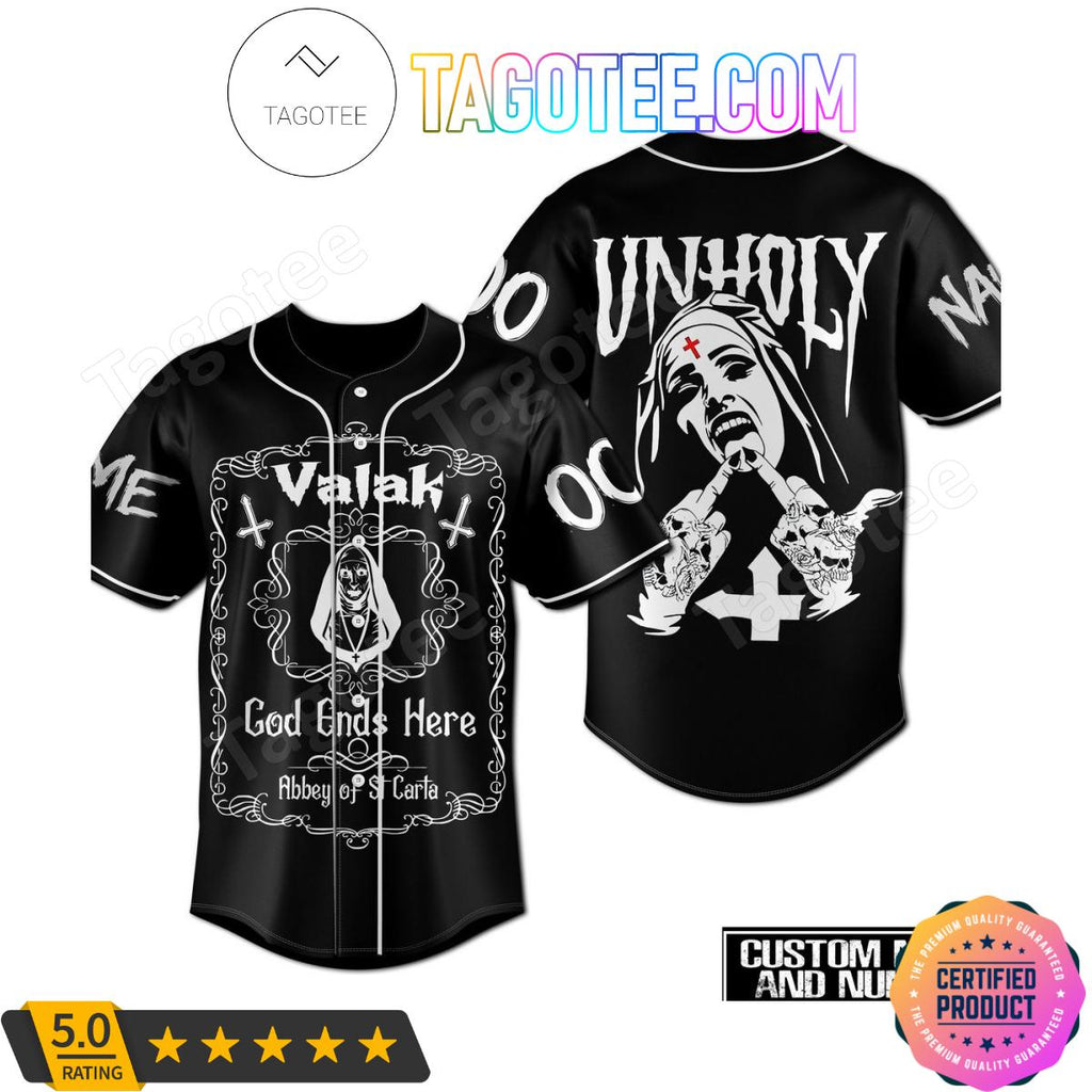 The Nun Valak God Ends Here Personalized Baseball Jersey