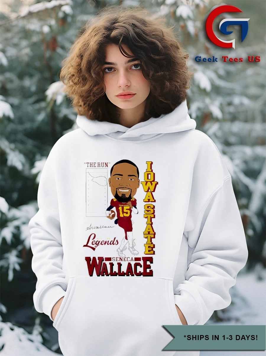 The Run Iowa State Cyclone Legends Seneca Wallace caricature shirt