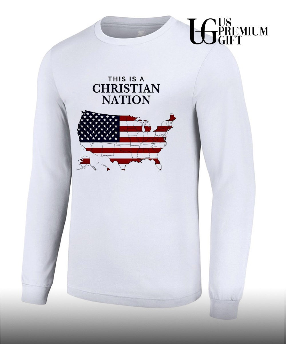This is a Christian Nation United States Map shirt