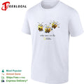 Three bee minions dressed as bees flying why am I so fly geographic parody shirt