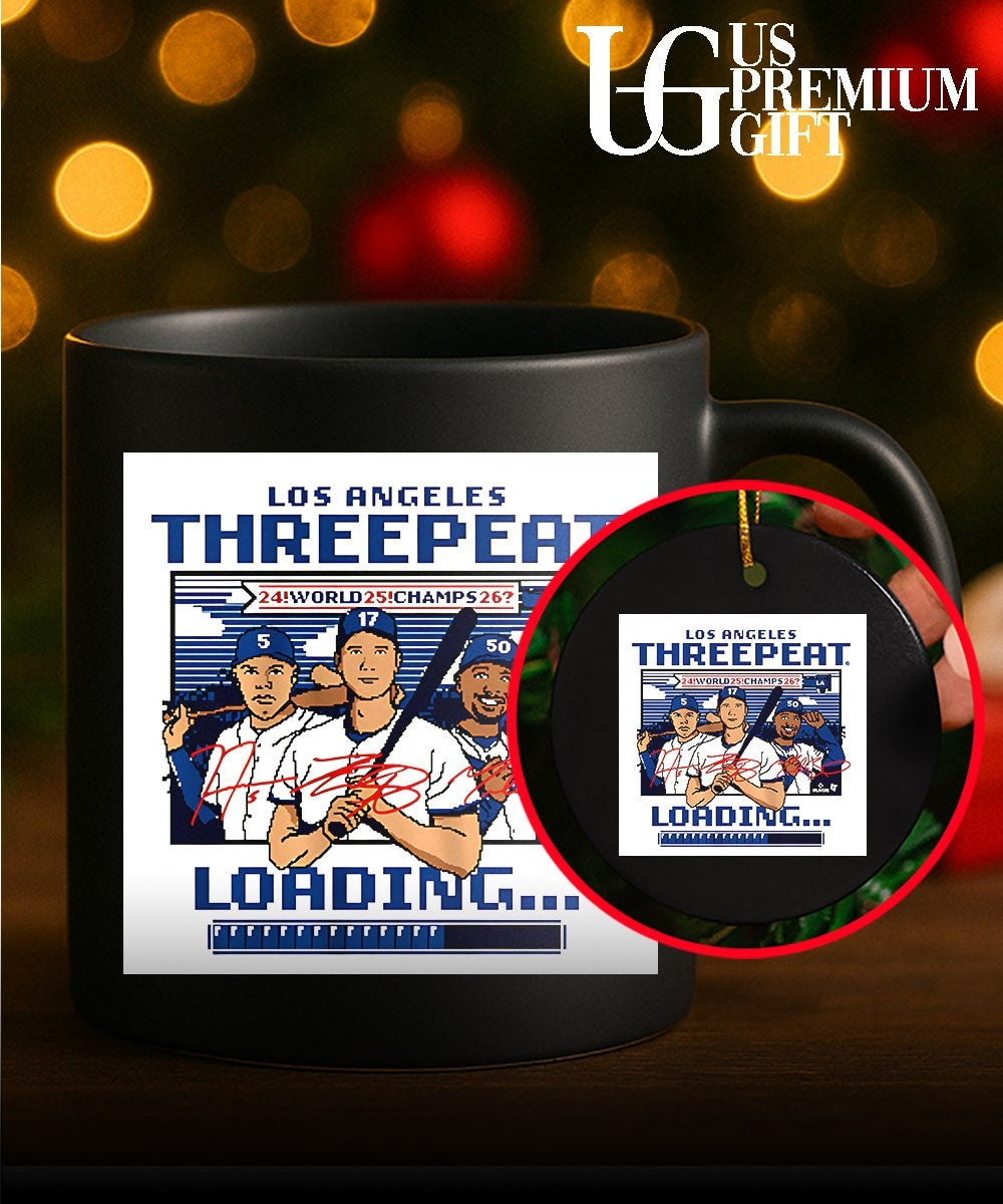 Threepeat loading 24 World 25 Champs 26 Los Angeles Dodgers MLB signature 8 bit shirt