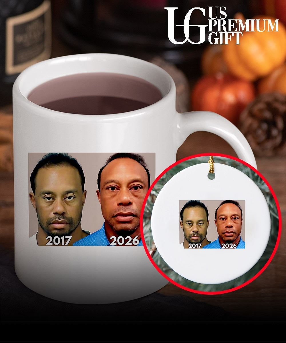 Tiger Woods Mugshot 2017 and 2026 portrait shirt