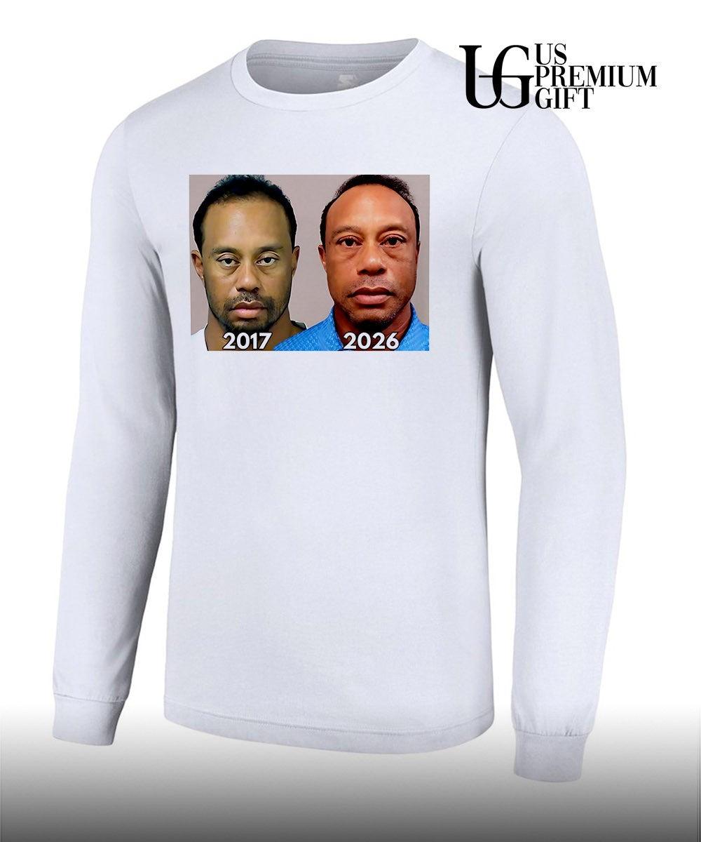Tiger Woods Mugshot 2017 and 2026 portrait shirt