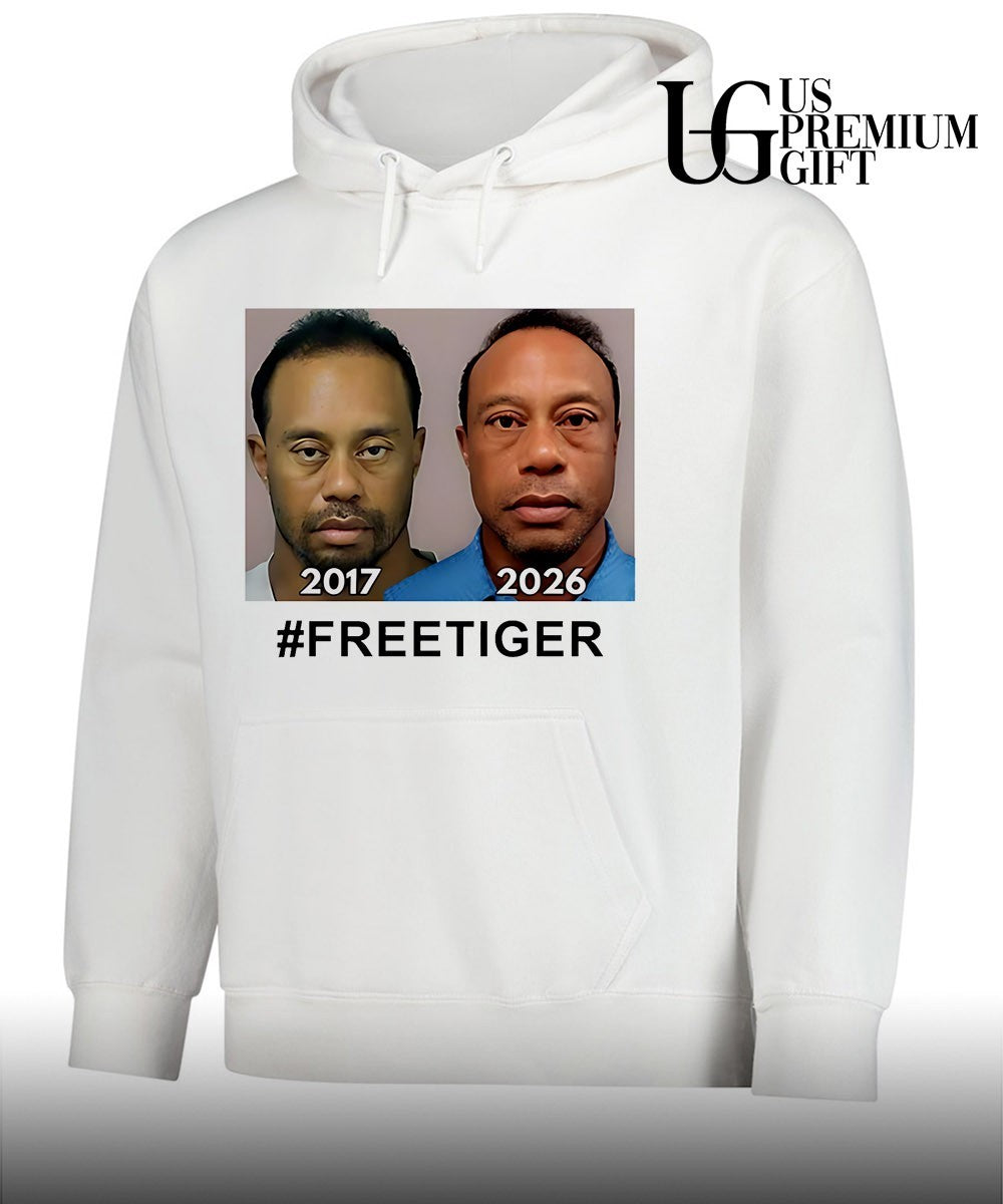 Tiger Woods mugshot 2017 vs 2026 American shirt