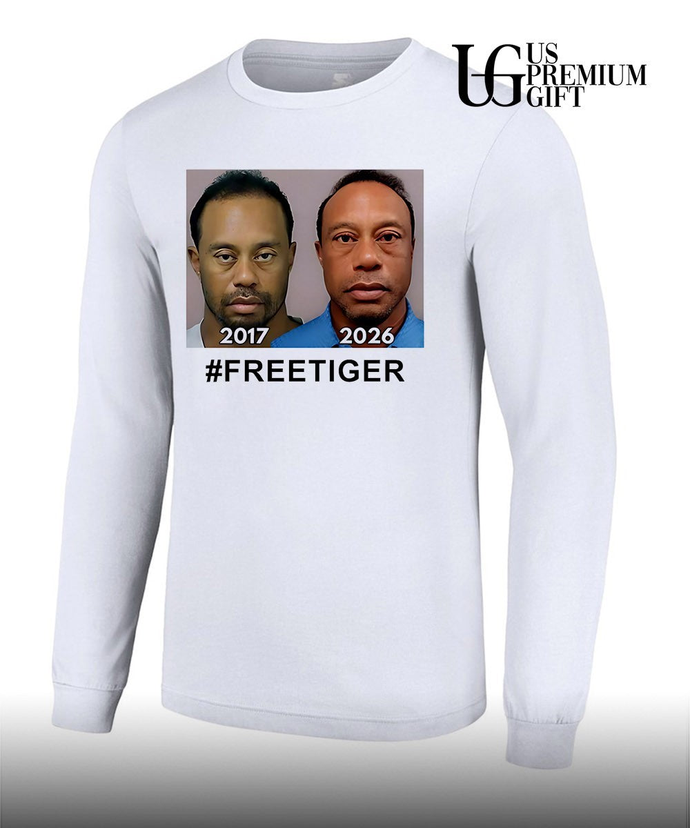 Tiger Woods mugshot 2017 vs 2026 American shirt