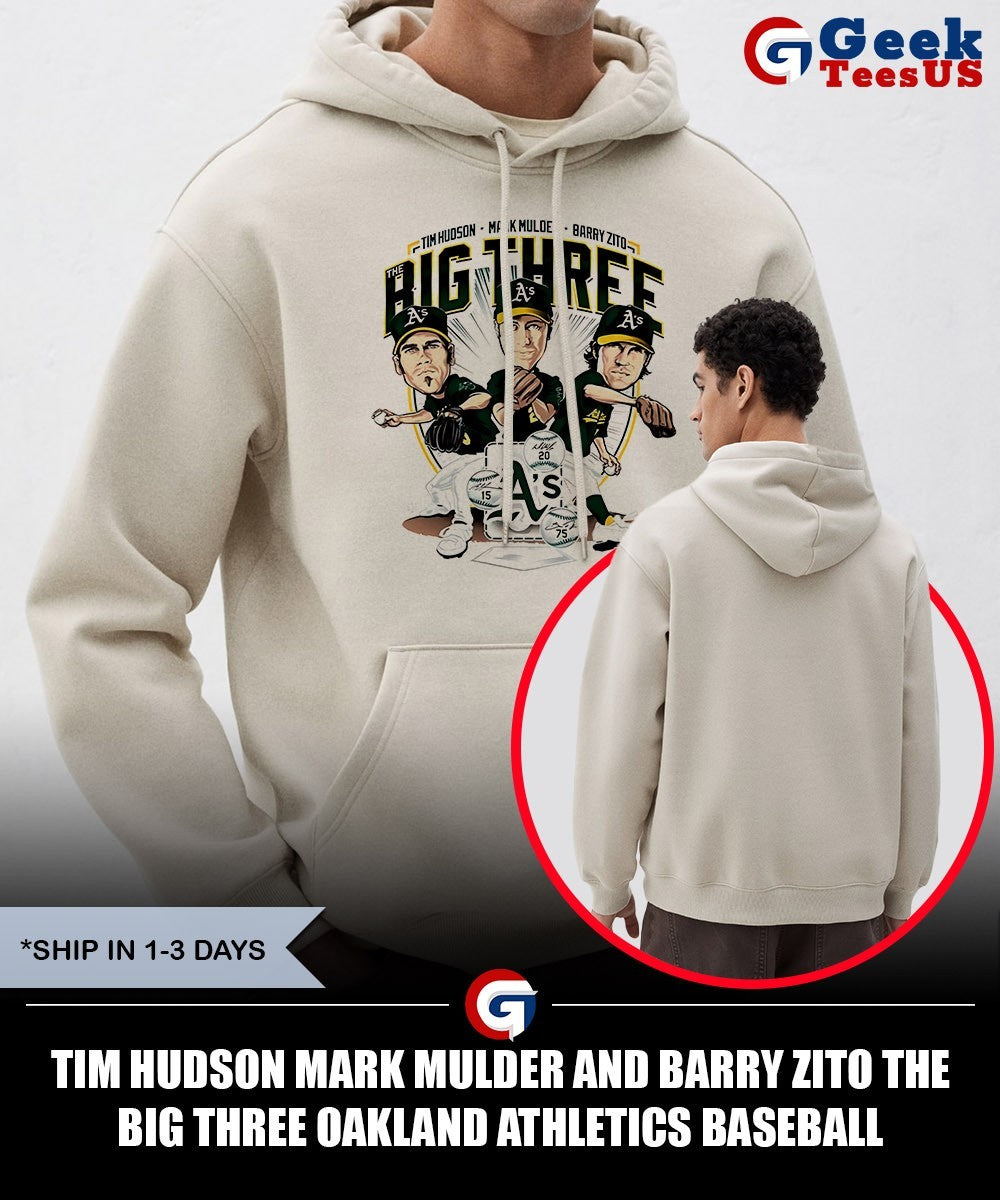 Tim Hudson Mark Mulder and Barry Zito the Big Three Oakland Athletics Baseball caricature shirt