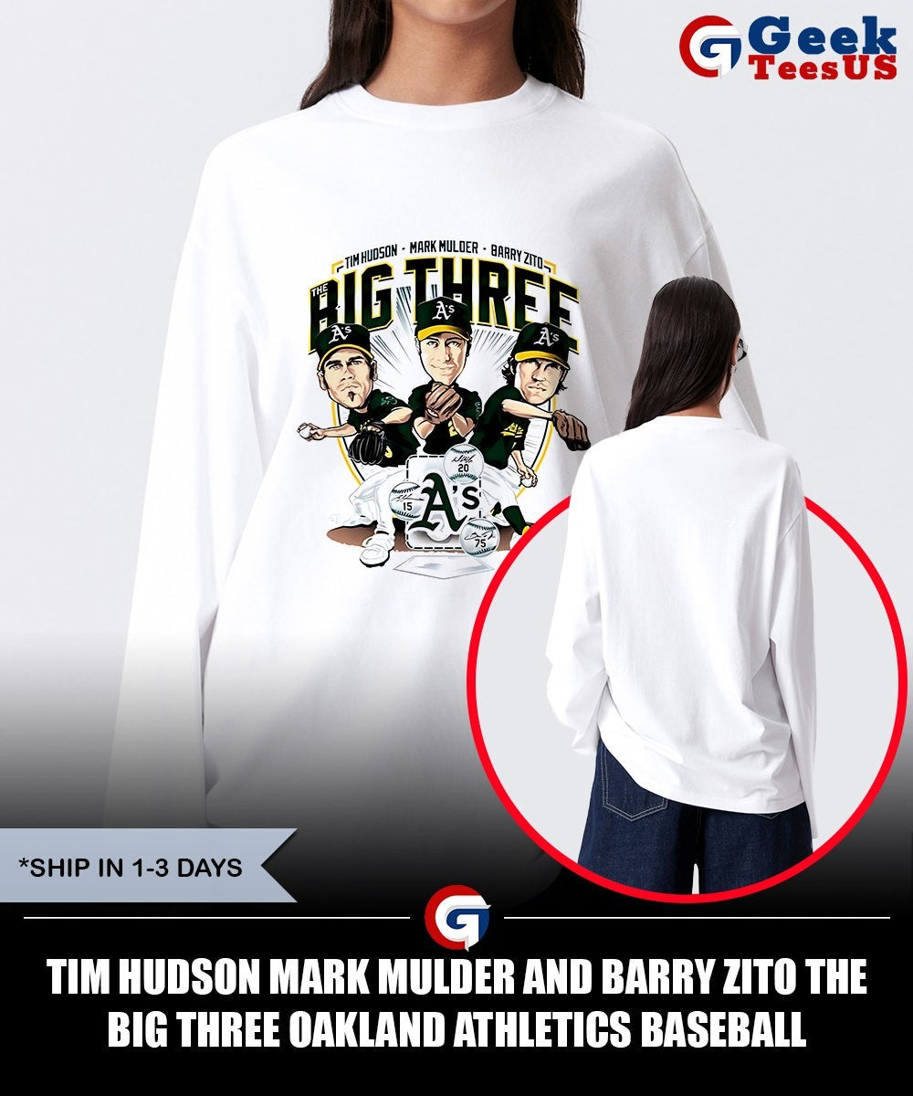 Tim Hudson Mark Mulder and Barry Zito the Big Three Oakland Athletics Baseball caricature shirt
