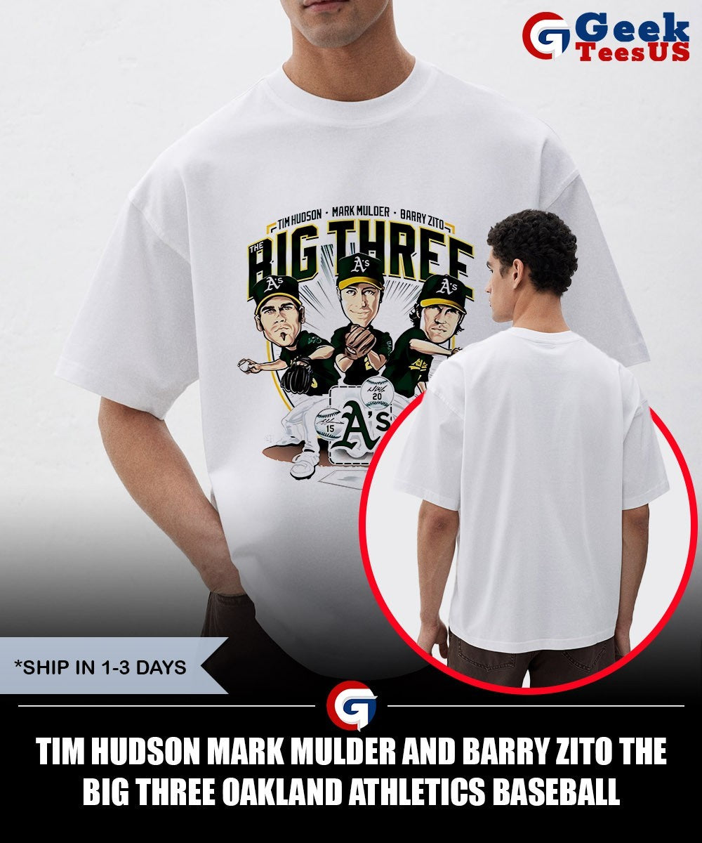 Tim Hudson Mark Mulder and Barry Zito the Big Three Oakland Athletics Baseball caricature shirt