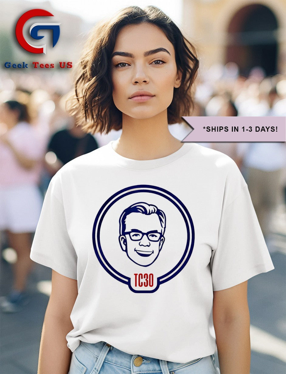 Tom Caron TC30 Years at NESN big head shirt