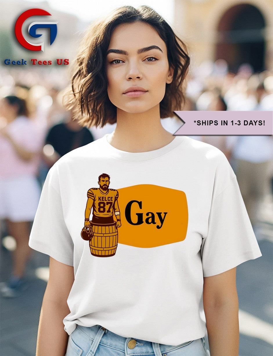 Travis Kelce Gay Cracker Barrel parody logo shirt