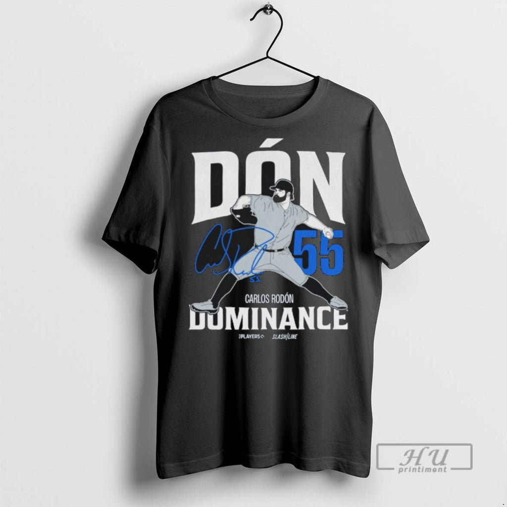 Trending Carlos Rodon Don Dominance 55 New York Yankees Mlb Slash Line Signature Graphic Tee