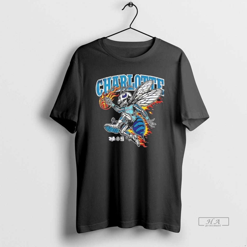 Trendy Charlotte Hornets Mascot Skeleton Burning Player Nba