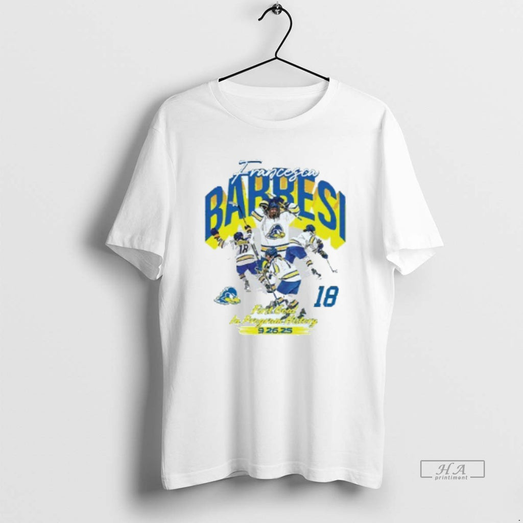 Trendy Francesca Barresi Delaware Ice Hockey First Goal In Program History Mens White Tee Tee