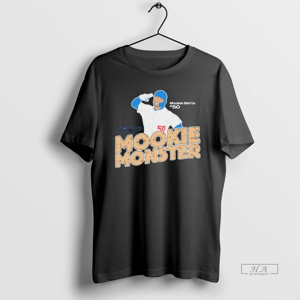 Trendy Mookie Monster Mookie Betts Los Angeles Dodgers Signature Blackshirt