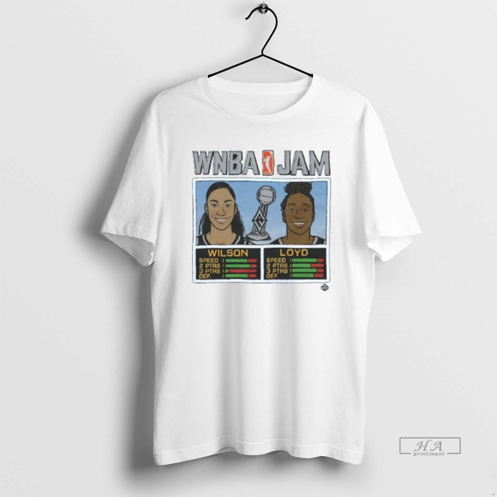 Trendy Wnba Jam Wilson And Loyd Las Vegas Aces 2025 Champs Mens White Tee Tee