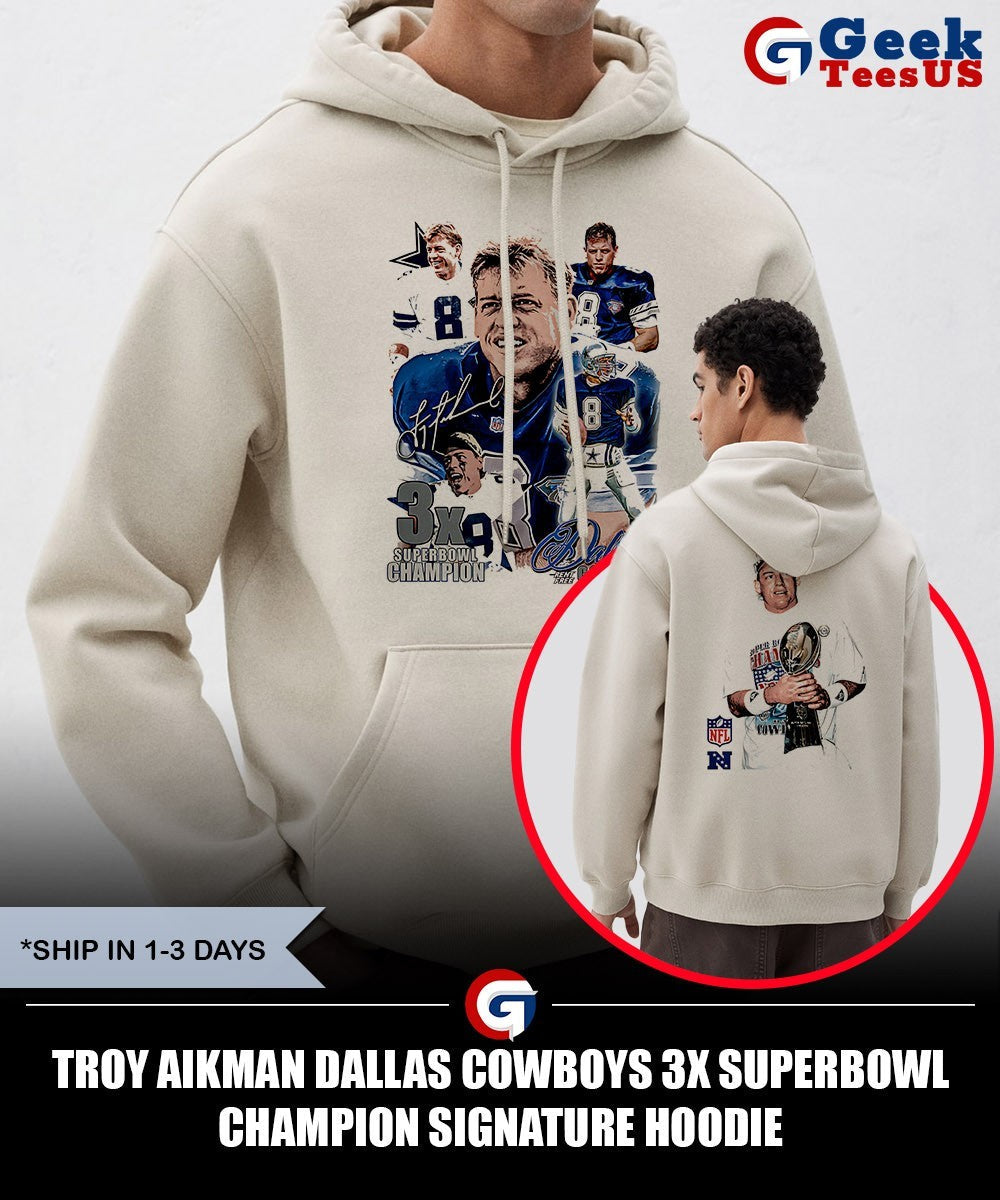 Troy Aikman Dallas Cowboys 3X Superbowl Champion signature shirt